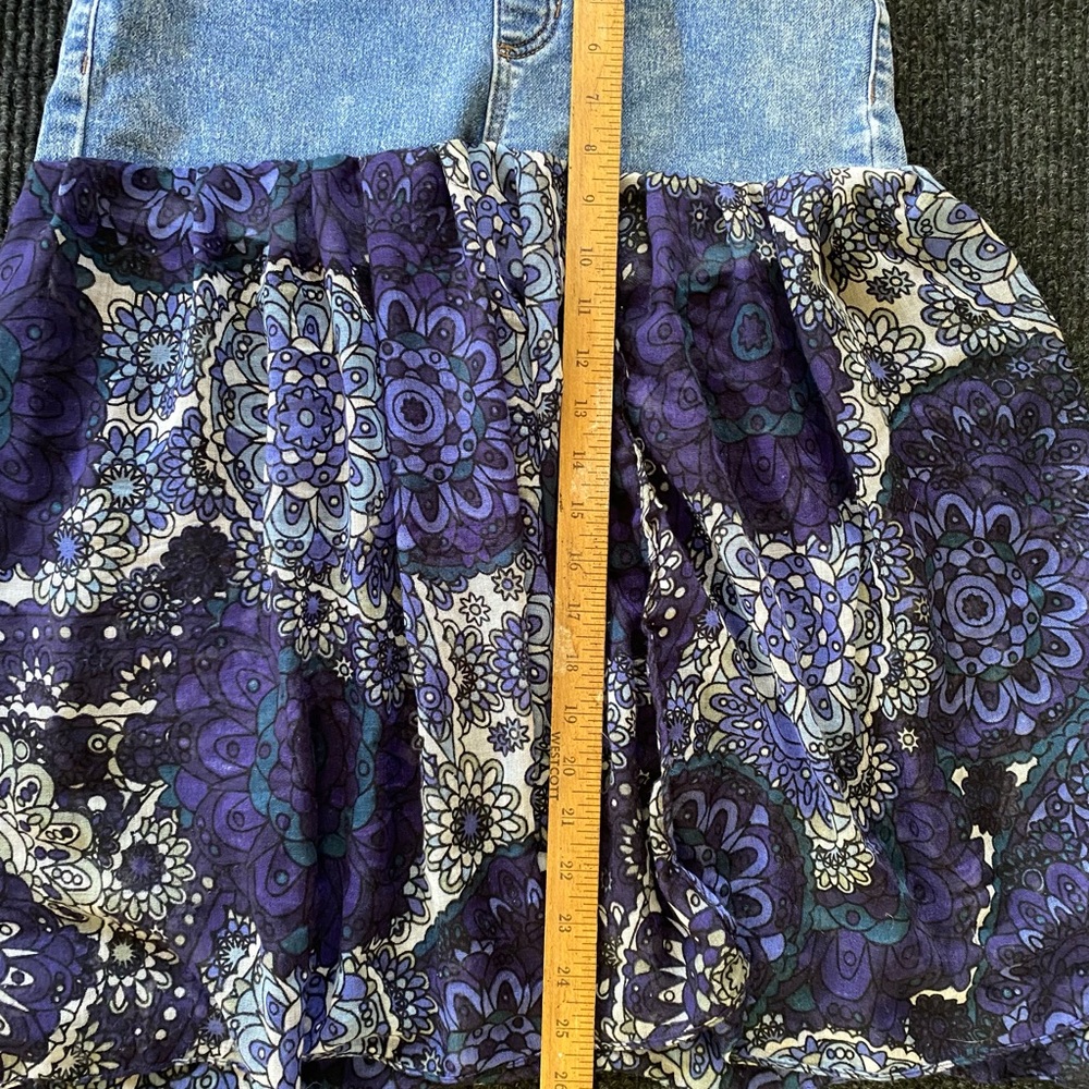 Upcycled No Boundaries Light Blue Denim and Floral Skirt-Size 10 - Picture 7 of 8